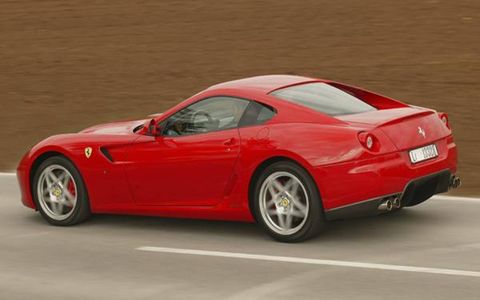 The 599 GTB Fiorano is the latest in a line of front-engine V12 coupes dating to the 1953 250 MM, and the ultimate expression of Montezemolo&#146;s vision to date. This 620-hp, auto-climate, Bose-equipped supercar is like none before it. The 5999-cc, 65-degree V12 shares its architecture and compression ratio (11.2:1) with the Enzo&#146;s engine and generates almost as much power: 620 hp at 7600 rpm, compared to 660. It is more compact than the previous-generation V12 in the 575M, with a lower deck height that brings the center of mass down roughly an inch in the chassis. Redline is 8400 rpm, with 448 lb-ft of torque at 5600 rpm.