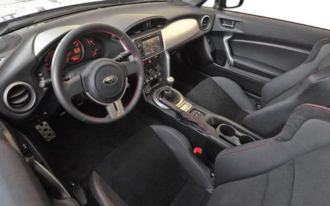The interior of the 2013 Subaru BRZ Limited is simplistic with easy-to-operate knobs and switches.