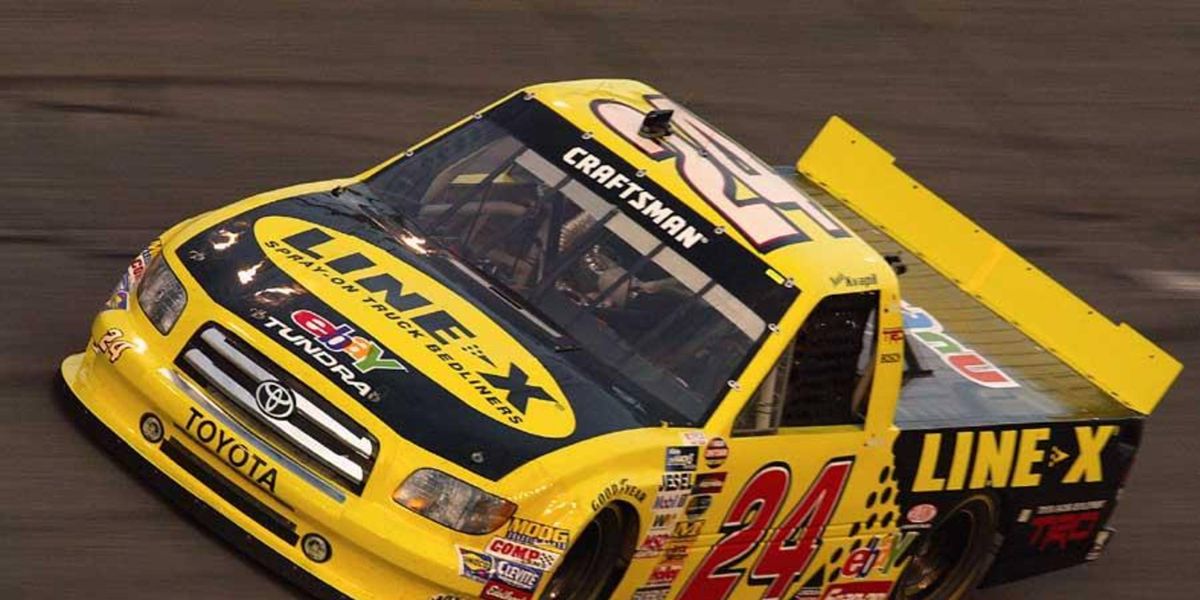 The Tundra makes its NASCAR Camping World Truck Series debut at Daytona International Speedway on  Feb. 13, 2004.