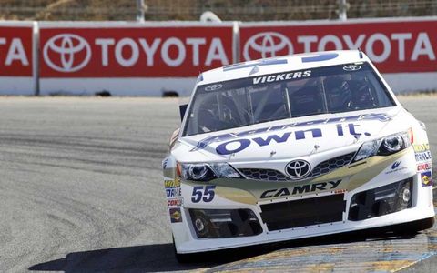 Brian Vickers in action for Toyota during the 2014 NASCAR Sprint Cup season.