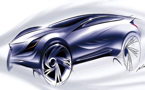 Mazda has revealed sketches of a new concept vehicle it is building for an auto show in Russia late this summer.