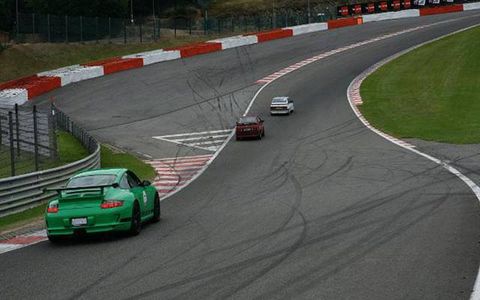 Before hitting the Nurburgring, the Porsche GT3 RS gets some time on the track at Spa Francorchamps.