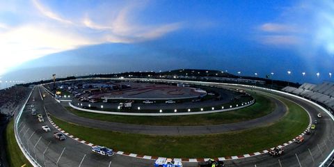 A general view of NASCAR Camping World Truck Series action at Gateway Motorsports Park.