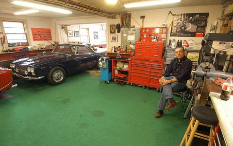John &#8220;Jay&#8221; Geils inside his garage.