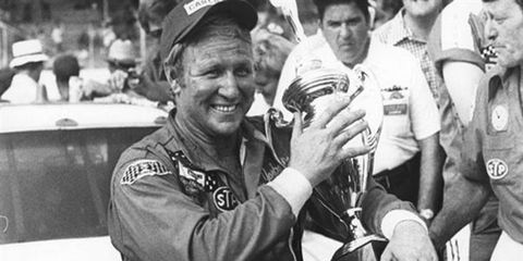 Cale Yarborough, shown after a victorious run at Darlington in 1974, won the Southern 500 five times in his career.