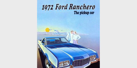 The Ranchero, along with its Torino sibling, got some major body changes for the 1972 model year. The pickup car!