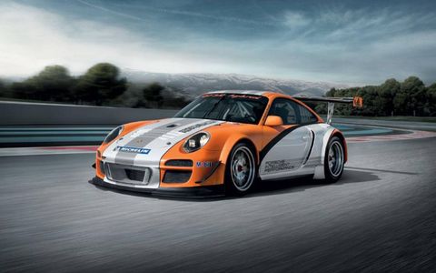 The rear-drive GT3 R is no slug to begin with, with 480 hp from a 4.0-liter flat-six, a six-speed sequential gearbox, lightweight everything and monster brakes, and it weighs just 2,645 pounds.