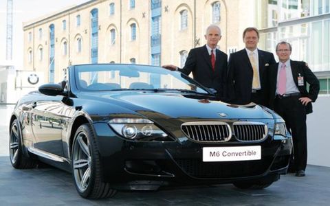 New BMW M6 Convertible presented Dr Helmut Panke chairman BMW AG, Professor Ulrich Bruhnke president of BWM M Series and Jim O'Donnell, managing director of BMW UK.