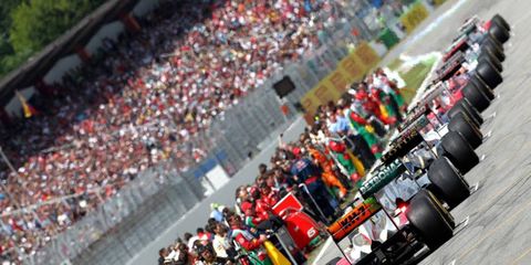 2012 German Grand Prix: The cars line up on the grid.