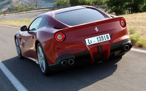 The weight in the Ferrari F12 berlinetta is biased toward the rear, 46/54 percent.