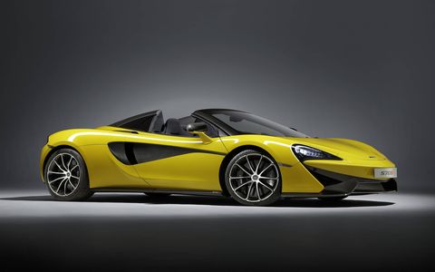 The combination of carbon fiber construction and 3.8-liter, twin-turbocharged McLaren V8 engine, means that the new 570S Spider is both more powerful and lighter than comparable convertibles, with an impressive power-to-weight ratio of 413-hp per ton or 2.42 pounds per horse.