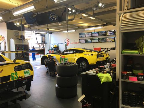 Inside the Corvette Racing garage at the 2018 24 Hours of Le Mans