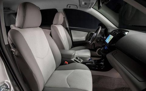 Inside the car are manually adjustable heated seats with active headrests, an Optitron multifunction instrument cluster and a buttonless center touch screen with Toyota's Entune telematics package.