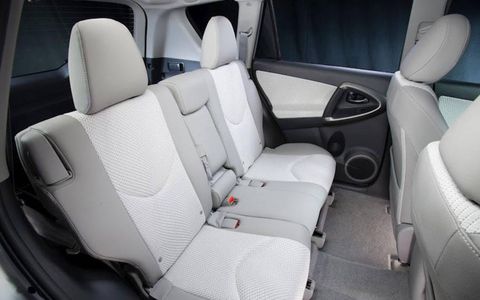 The back seat of the Toyota RAV 4 EV.