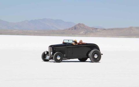 Ford roadster cruising the pits at Speed Week 2013, Bonneville Salt Flats.