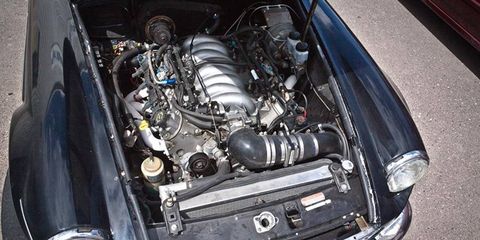 Tanner spent years shoehorning this small-block into his MGB GT.