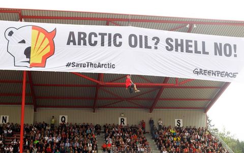 Greenpeace activists staged a protest against race sponsor Shell Oil at the Formula One Belgian Grand Prix on Sunday.