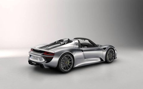 Styling cues tie the 918 Spyder to the earlier Carrera GT
