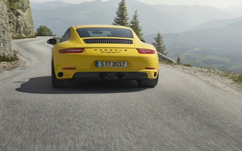 The 2018 Carrera T is a lighter weight version of the basic coupe weighing in at just 3,174 pounds, good for a 4.3-second sprint to 60 mph with a manual, 4 seconds flat with the PDK.