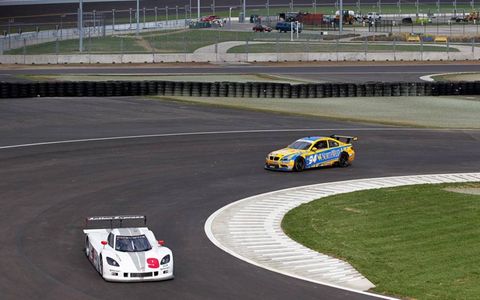 Grand-Am drivers test the new road course at Kansas on Wednesday.