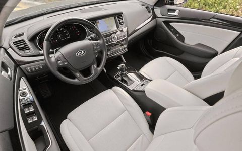 The interior of the 2014 Kia Cadenza is comfortable, made with decent quality materials.