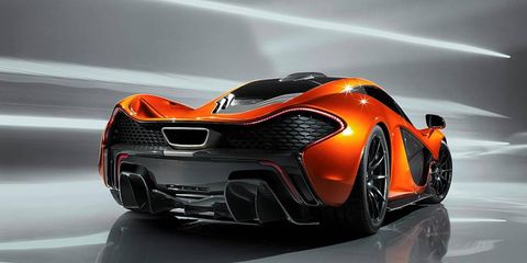 A rear view of the McLaren P1 is shown.