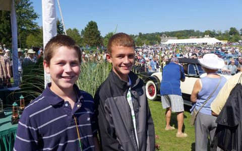 Eighth-grade student Davis Bianchi, left, was one of the Glenmoor Gathering's junior judges. He and friend J.J. Olivera enjoyed a fine day in the company of fine cars and fellow enthusiasts.