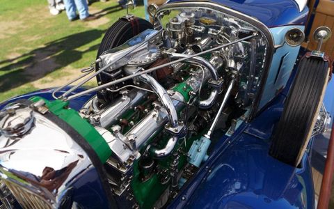 The Duesenberg SJ engine is impressive even in miniature. This model runs on gasoline and features accurately reproduced running gear.