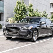 The 2018 Genesis G90 comes with either a turbocharged 3.3-liter V6 or a 5.0-liter V8.