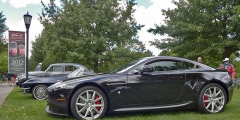 An Aston Martin DB9 caps off a row of classics at the 2012 Grosse Pointe Concours d'Elegance.
