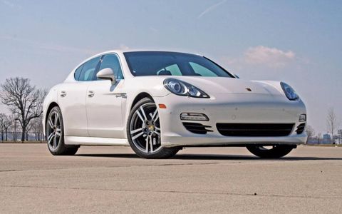 A low view of the 2012 Porsche Panamera S Hybrid.