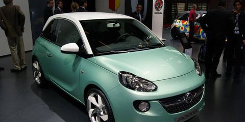 A front view of the Opel Adam at the Paris motor show.