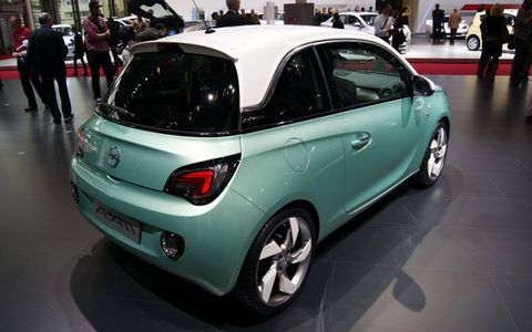 A rear view of the Opel Adam at the Paris auto show.