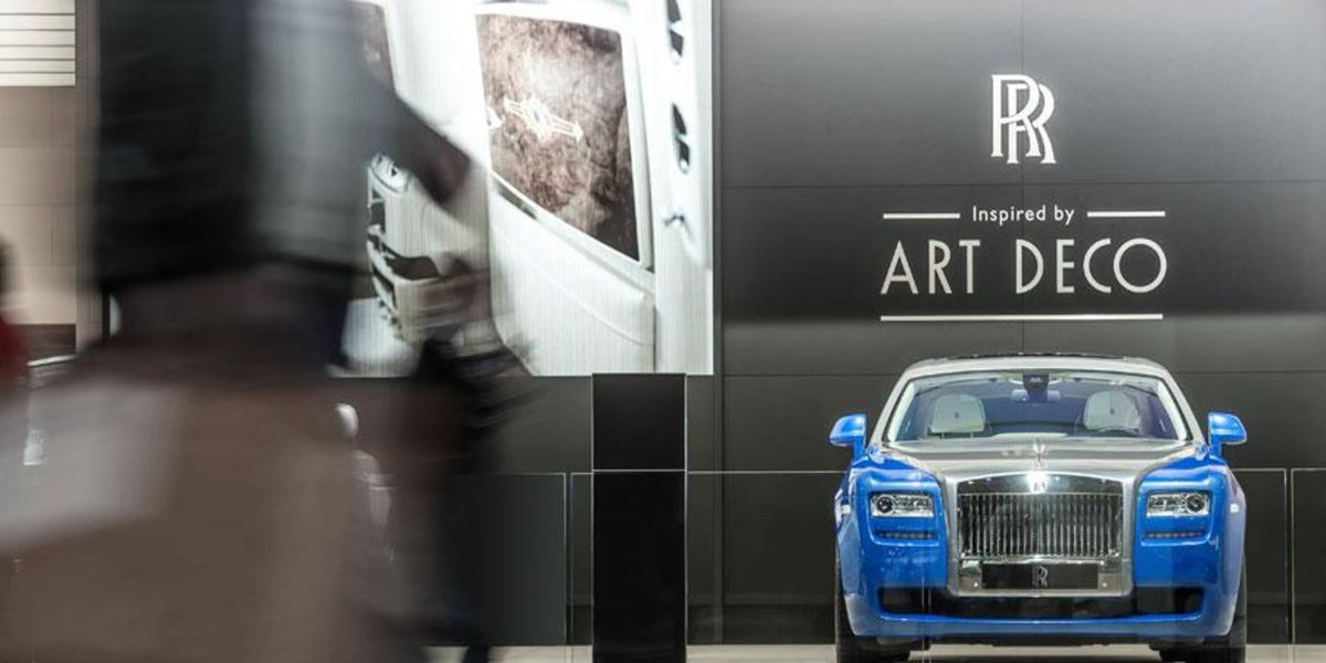 The Rolls-Royce art-deco-inspired display at the Paris motor show.