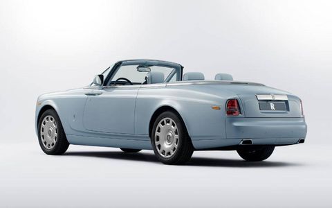 A rear view of the art-deco-inspired Rolls-Royce Phantom Drophead coupe for the Paris motor show.