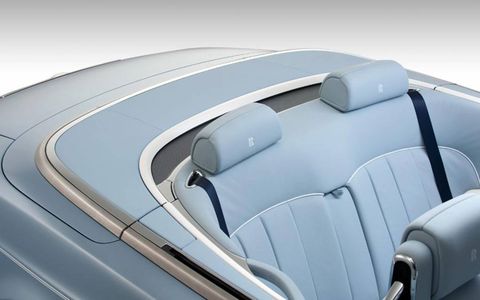 The art-deco-inspired backseat of the Rolls-Royce Phantom Drophead coupe for the Paris motor show.