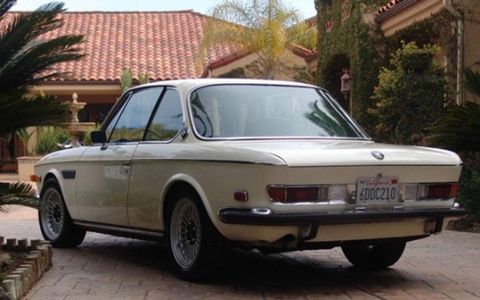 Rear view of the 1970 BMW 2800CS for sale on Bring a Trailer.