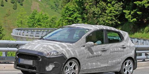 The Fiesta hatchback spotted this week has a longer wheelbase and a new silhouette with a nose that looks less rounded than that of the current model.