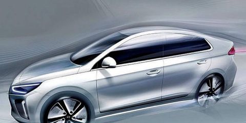 Hyundai published a sketch of the Ioniq sedan before its debut in South Korea this month. The Ioniq will make its U.S. debut at the New York Auto Show in April.