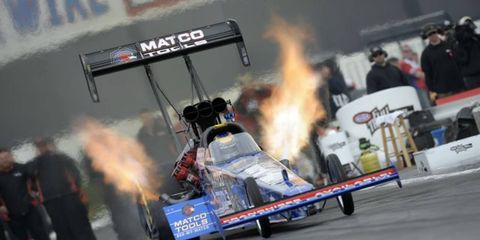 Antron Brown won the Top Fuel NHRA event at Gateway Motorsports Park.