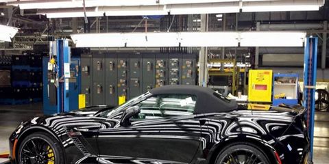 Mary Barra is getting a Corvette Z06, shown here on the assembly line in Bowling Green