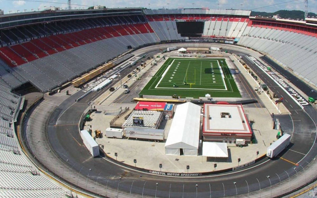 WATCH: Bristol Motor Speedway Transformed Into Vast Football Stadium : The  Two-Way : NPR