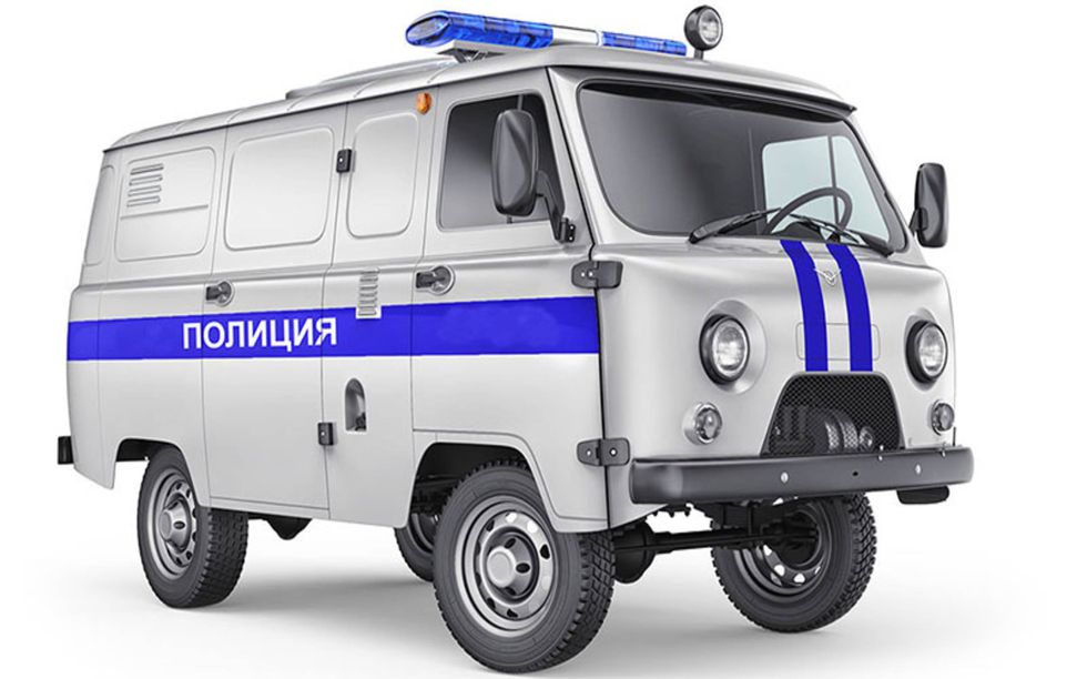 We'd call this a "paddy wagon," but UAZ's English site refers to it as a "vehicle for people in detention."