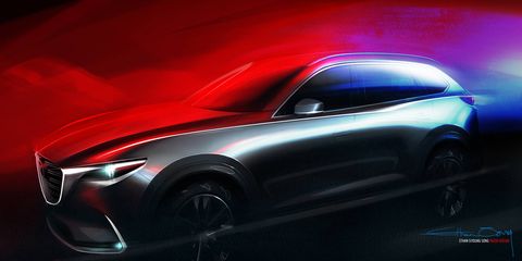 Much like the RX concept, this Mazda teaser shows just enough of the future Skyactiv powered CX-9 to give us an idea of what it'll be like.
