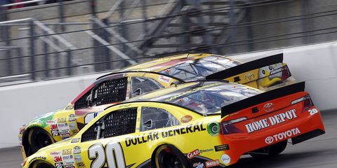 Matt Kenseth (20) is banking on his tires holding up in the NASCAR Sprint Cup Series race on Sunday at Charlotte.