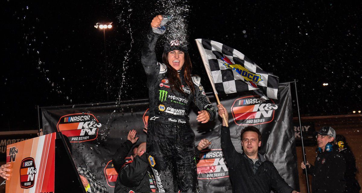 Hailie Deegan Earns Second Nascar K N West Victory With Last Lap Pass