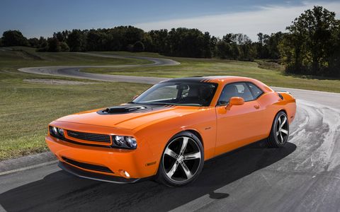 The 2014 Dodge Challenger R/T Shaker is equipped with a 5.7-liter V8 pushing out 375 hp and 410 lb-ft of torque.