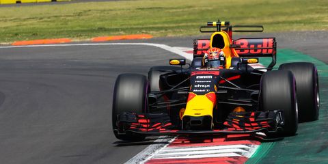 Max Verstappen, who was penalized in Austin for putting four wheels over the line while making a pass, flirts with the outer limits of the track in Mexico City.