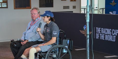Injured Pietro Fittipaldi made it to the Indianapolis Motor Speedway on Thursday but only as a spectator.