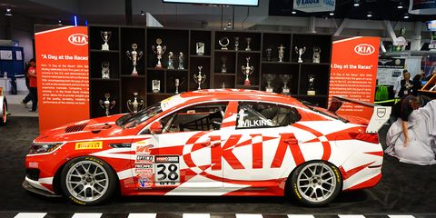 Kia's production-based Optima GTS race car gets a new livery, before it heads to its first race next March in Austin.